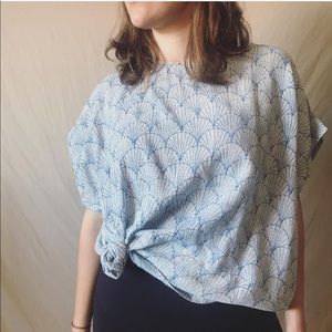 Light Blue Flowy World Market Blouse